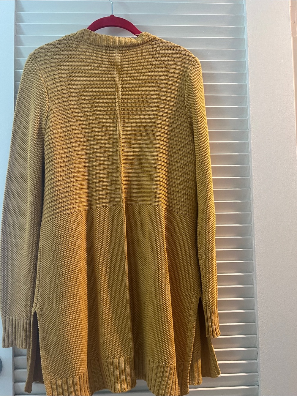 Mustard Open-Front Ribbed Knit Cardigan - Picture 2 of 2